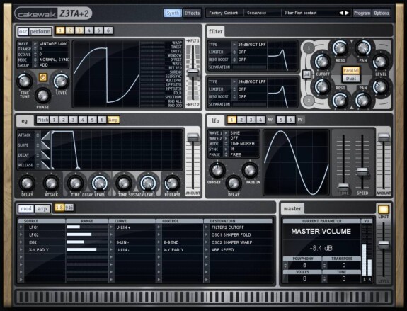 Cakewalk Z3TA+ 2: Neue Version des virtuellen Synthesizers fast fertig