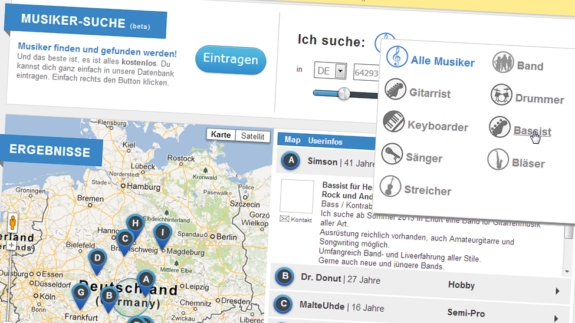 Musiker-Suche online – Finde Musiker in der Umgebung oder inseriere