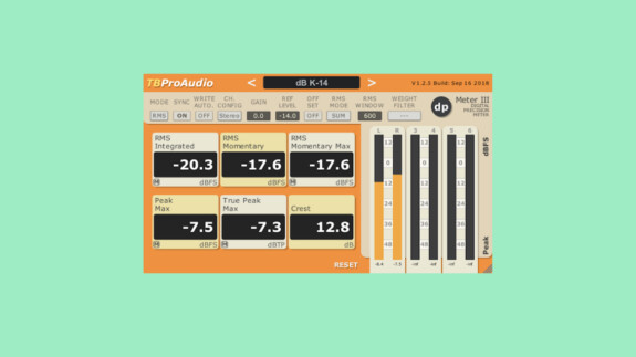 TBProAudio dpMeter III: Free VST Metering Plugin