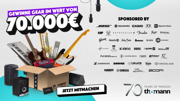 Thomann 70 Jahre Jubiläumsparty: Gewinne Gear im Wert von über 70.000€